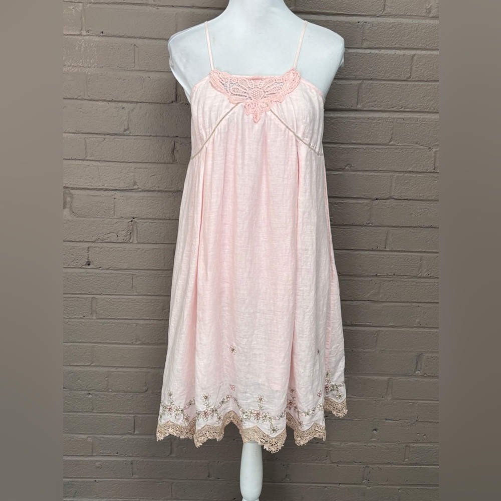 120% Lino pink linen sundress  42Euro  / 6 Medium
